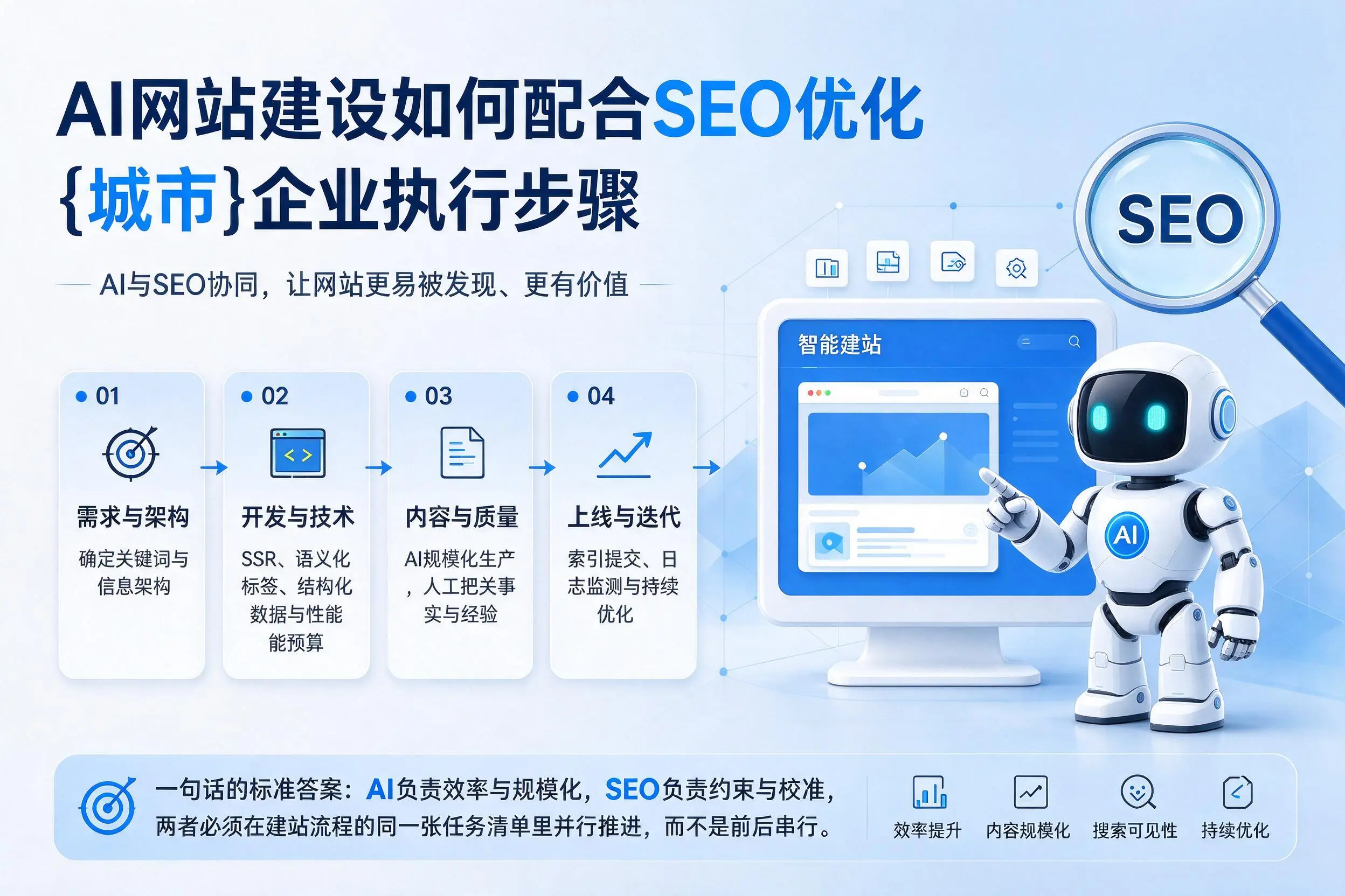 AI网站建设如何配合SEO优化，鹤壁企业执行步骤