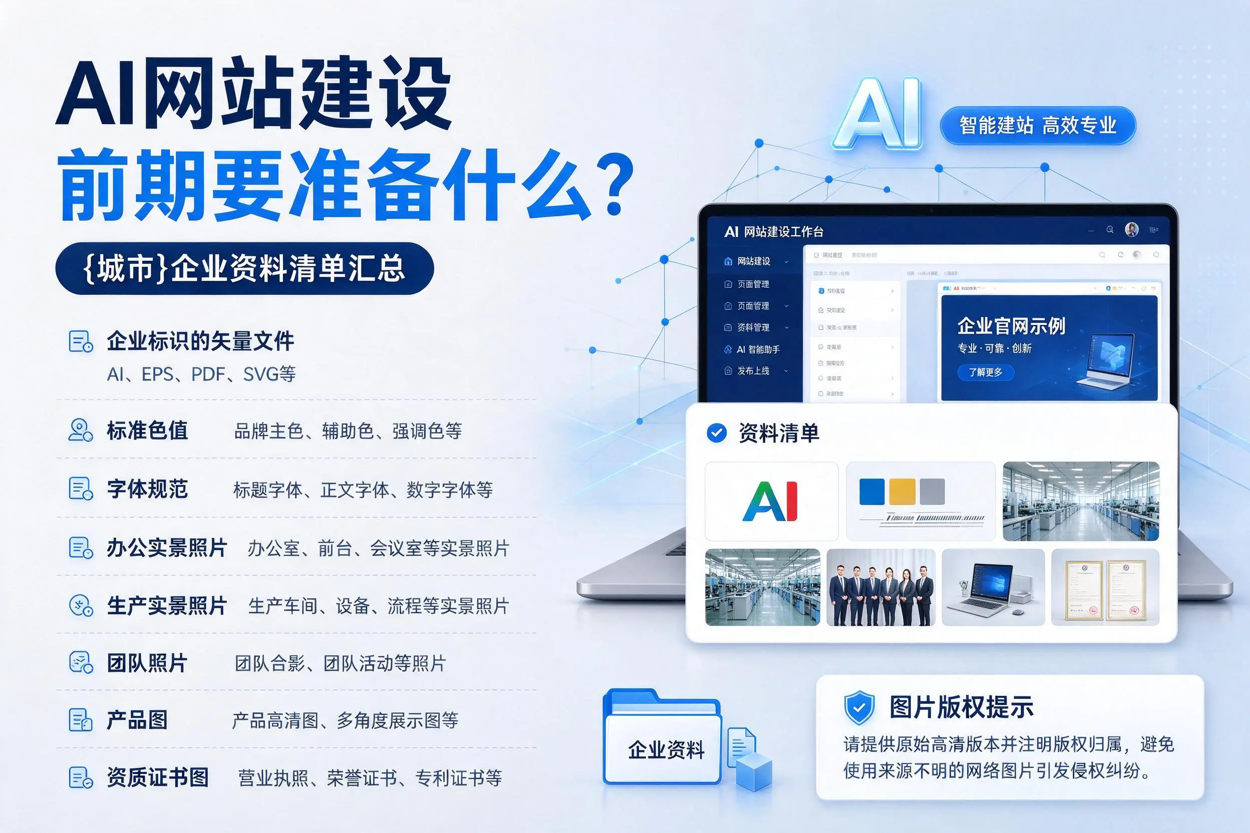 AI网站建设前期要准备什么？鹤壁企业资料清单汇总